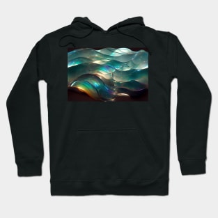 Iridescent Holograms Painted Glass Waves Hoodie